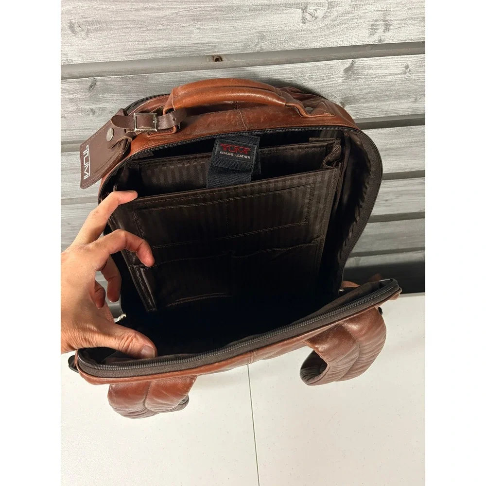 Tumi Geuine Leather Alpha Backpack Brown HEAVY RARE